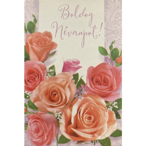 Boldog névnapot! kinyitható rózsás ajándékkísérő kártya, 5x7,5cm
