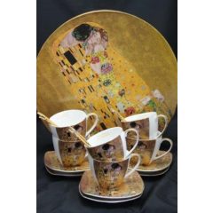   Porceláncsésze+alj kanállal, 6 személyes, 225ml, Klimt:The Kiss