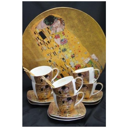 Porceláncsésze+alj kanállal, 6 személyes, 225ml, Klimt:The Kiss