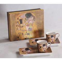   Porceláncsésze oldaltálcával 50ml, 2 személyes, Klimt:The Kiss