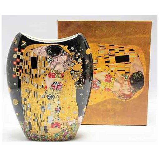 Porcelán váza íves, 6,5x15x19cm, Klimt: The Kiss (A csók)