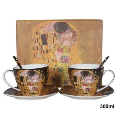   Porceláncsésze+alj kanállal, 2 személyes, 250ml, Klimt:The Kiss