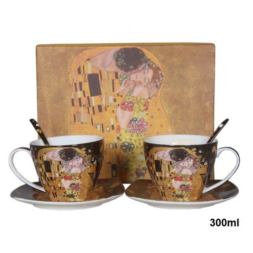 Porceláncsésze+alj kanállal, 2 személyes, 300ml, Klimt:The Kiss