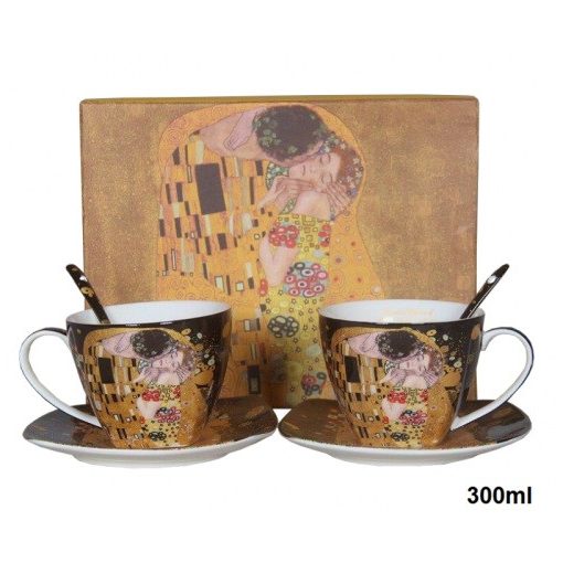 Porceláncsésze+alj kanállal, 2 személyes, 250ml, Klimt:The Kiss