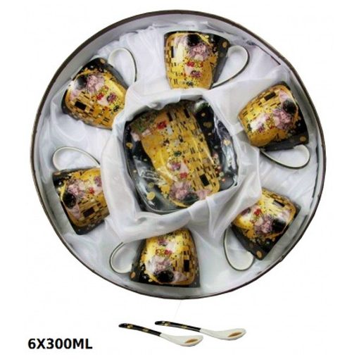Porcelán csésze+alj 250ml, 6 személyes dobozban,Klimt:The Kiss