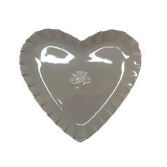 Szív alakú krémbarna kerámia kínáló tálka, 20x20cm