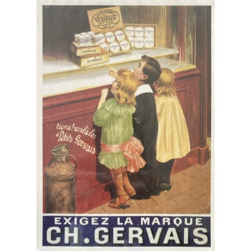 "Ch. Gervais" - retro francia kirakat gyermekekkel üdvözlőlap, képeslap 15x21cm