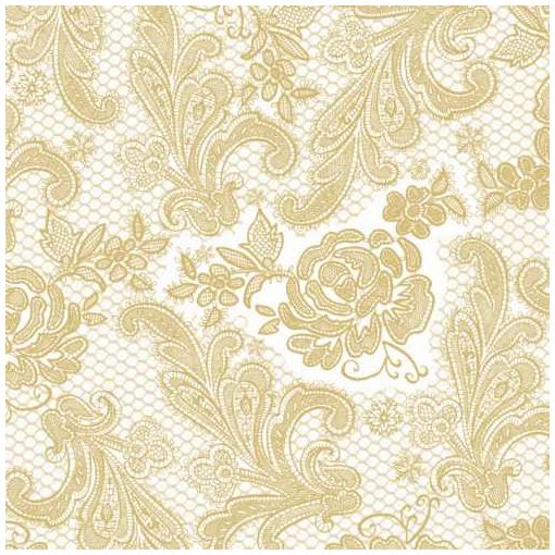 Lace Royal pearl gold dombornyomott papírszalvéta 33x33cm,15db-os