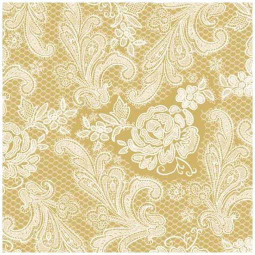 Lace Royal gold white dombornyomott papírszalvéta 33x33cm,15db-os