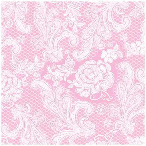 Lace Royal pastel pink dombornyomott papírszalvéta 33x33cm,15db-os