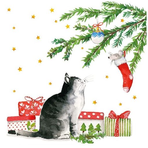 Christmas Cat papírszalvéta 33x33cm, 20db-os