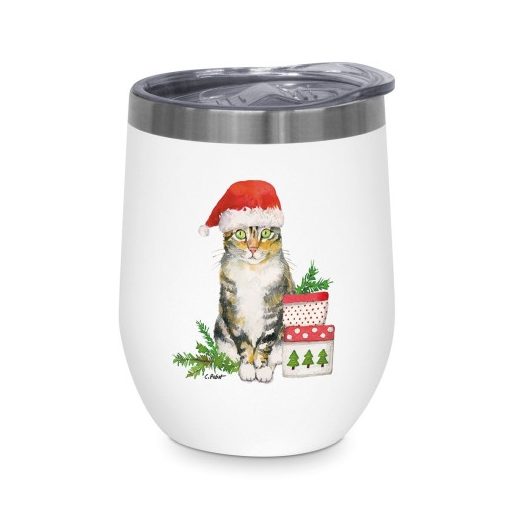 Rozsdamentes acél hőtartó pohár 0,35l, Christmas Kitty