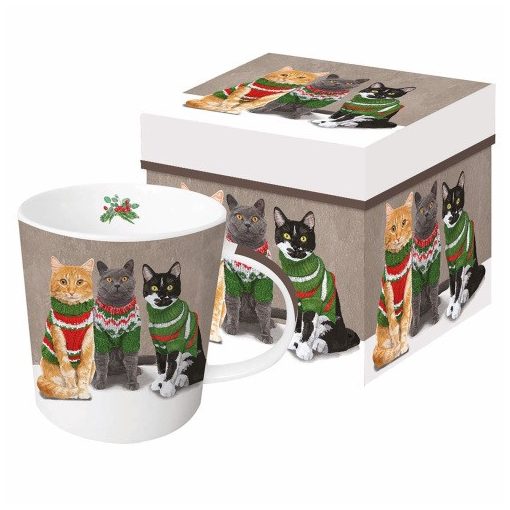 Porcelánbögre 0,35l, dobozban, Sweater Cats
