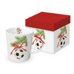 Porcelán bögre 0,35l dobozban, Football Ornament