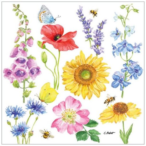 Flowers & Bees papírszalvéta 33x33cm,20db-os