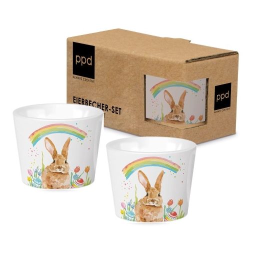 Porcelán tojástartó 2db-os szett dobozban,Rainbow Rabbit