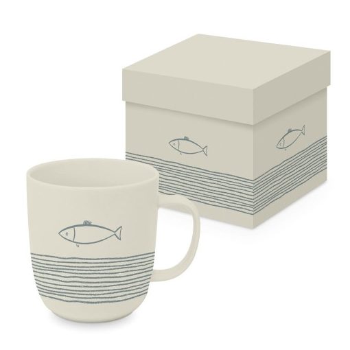 Porcelánbögre 0,4L dobozban,Pure Fish off white 