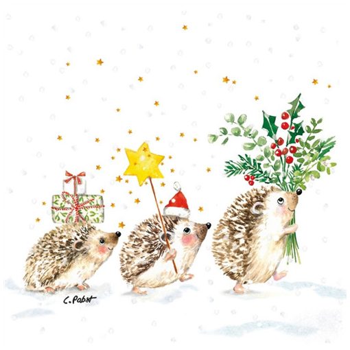 Christmas Hedgehogs papírszalvéta 33x33cm, 20db-os