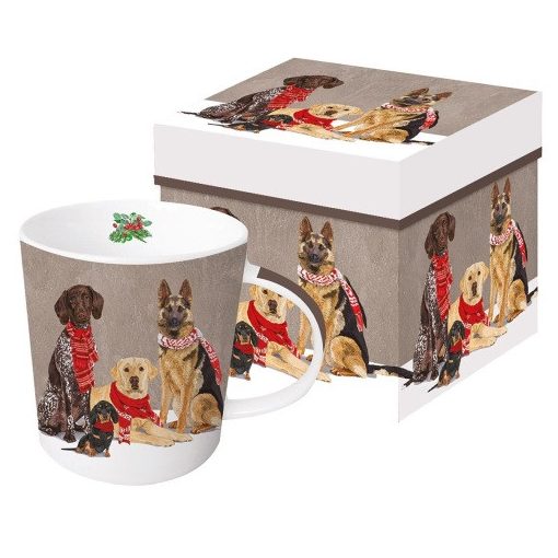 Porcelánbögre 0,35l, dobozban, Scarf Dogs