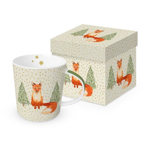 Porcelánbögre 0,4l dobozban, Snowflakes & Fox