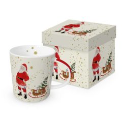 Porcelánbögre 0,4l dobozban, Snowflakes & Santa