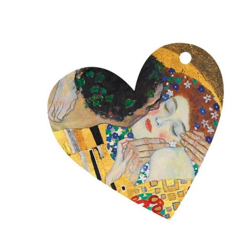 Ajándékkísérő kártya, papír,10db-os,szív,Klimt:The Kiss