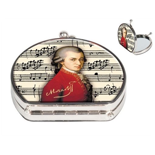 Zsebtükör nagyítós 7x7,5x2,5cm,textilbevonatú, Mozart