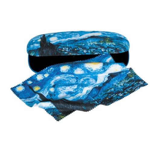 Szemüvegtok textil bevonatú,törlőkendővel 16x4x6,5cm, Van Gogh: Csillagos éj