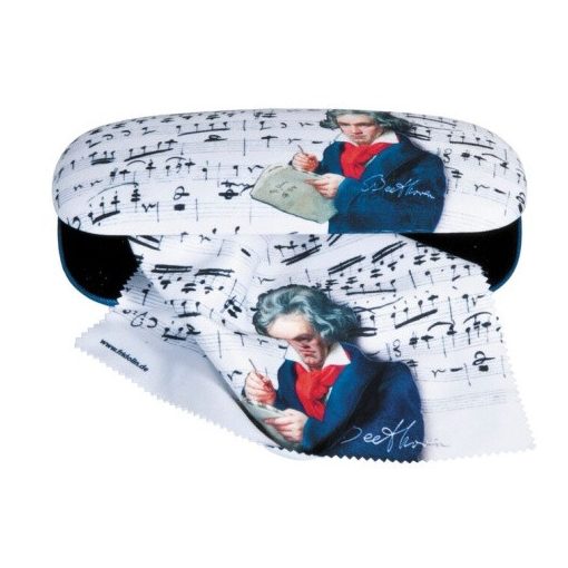 Szemüvegtok textilbevonatú  törlőkendővel,16x4x6,5cm, Beethoven
