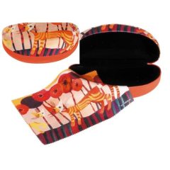   Szemüvegtok textilbevonatú,törlőkendővel 16,5x6,5x8cm, Rosina Wactmeister: Cats Red Flowers