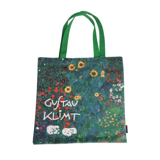 Textil bevásárlótáska 38x40cm, polyester, Klimt:Kert napraforgókkal