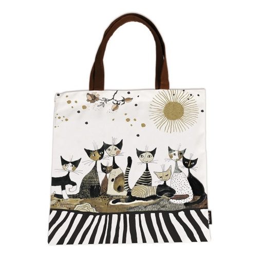 Textil bevásárlótáska 38x40cm, polyester, Rosina Wachtmeister: Cats Sepia
