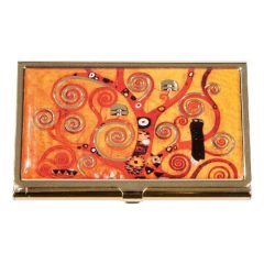 Névjegykártyatartó fém, 9,5x0,8x6cm, Klimt:Életfa