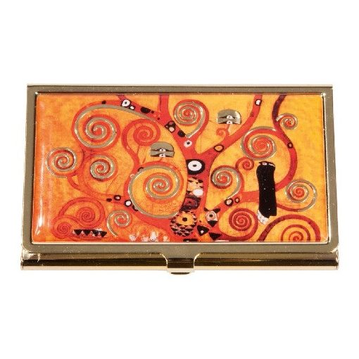 Névjegykártyatartó fém, 9,5x0,8x6cm, Klimt:Életfa
