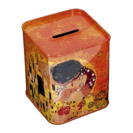 Fémdoboz persely 7,5x9,2x7,5cm,Klimt:The Kiss