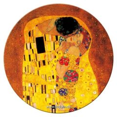 Táskatükör fém, egyoldalas, 7,6cm,Klimt:The kiss