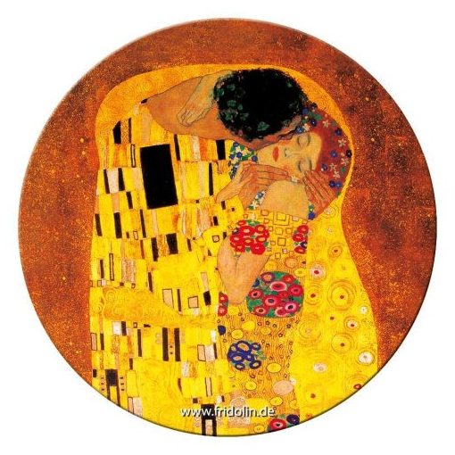 Táskatükör fém, egyoldalas, 7,6cm,Klimt:The kiss