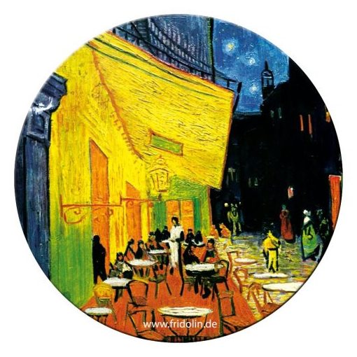 Táskatükör fém, egyoldalas, 7,6cm, Van Gogh: Café de nuit