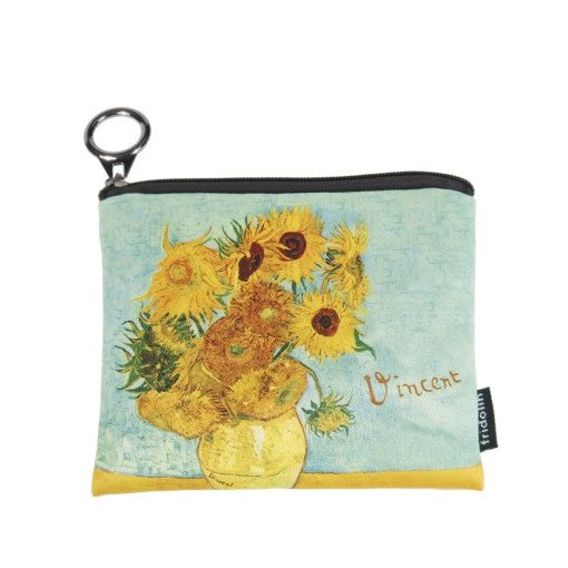 Mini pénztárca, polyester, 12x1,5x10cm, Van Gogh:Napraforgók