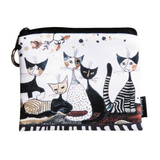 Mini pénztárca, polyester,12x1,5x10cm,Rosina Wachtmeister: Cats Sepia