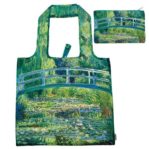 ECO bevásárló táska újrahasznosított műanyag palackból 48x60cm, összehajtva 15x12cm-es tasakban, Monet:Híd a tavirózsák felett