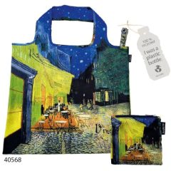   ECO bevásárló táska újrahasznosított műanyag palackból,48x60cm,összehajtva:15x12cm,Van Gogh:Kávéház éjjel