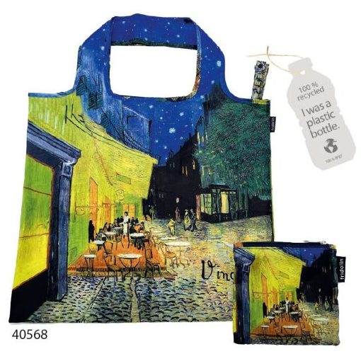 ECO bevásárló táska újrahasznosított műanyag palackból,48x60cm,összehajtva:15x12cm,Van Gogh:Kávéház éjjel