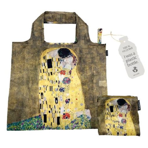 ECO bevásárló táska újrahasznosított műanyag palackból,48x60cm,összehajtva:15x12cm, Klimt: The Kiss