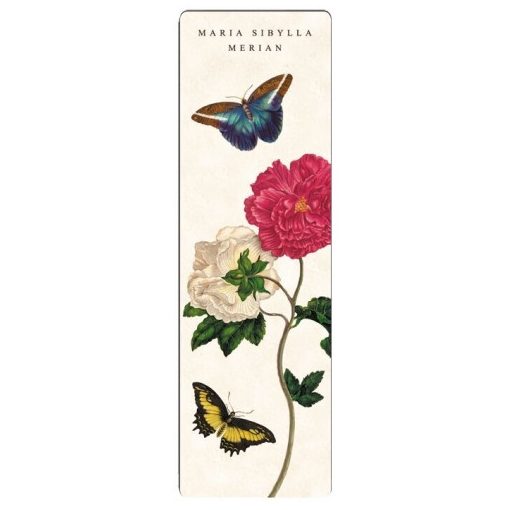 Könyvjelző 5x16cm, Maria Sibylla merian:Rose,white and pink