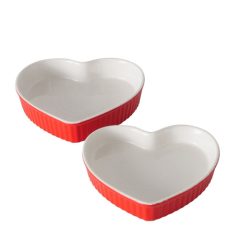   Porcelán pitesütő szív formájú, 2 részes, 22x22x4,5cm/19x20x3,5cm, hőálló 250°C-ig