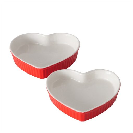 Porcelán pitesütő szív formájú, 2 részes, 22x22x4,5cm/19x20x3,5cm, hőálló 250°C-ig