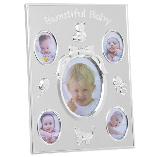 Fém fotókeret ezüst színű 23x17cm, Beautiful Baby