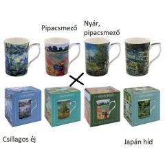   Porcelánbögre 13x9x10cm,Monet:Csillagos Éj/Pipacsmező/Nyár,pipacsmező/Japán Híd,