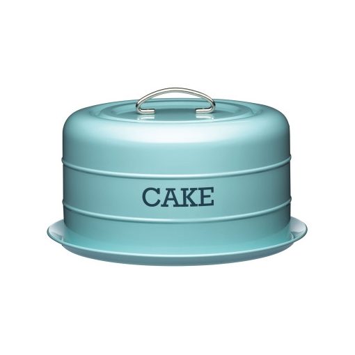 Hordozható tortatartó fémdoboz szilikonzárással, 28,5x18cm, kék, Living Nostalgia
